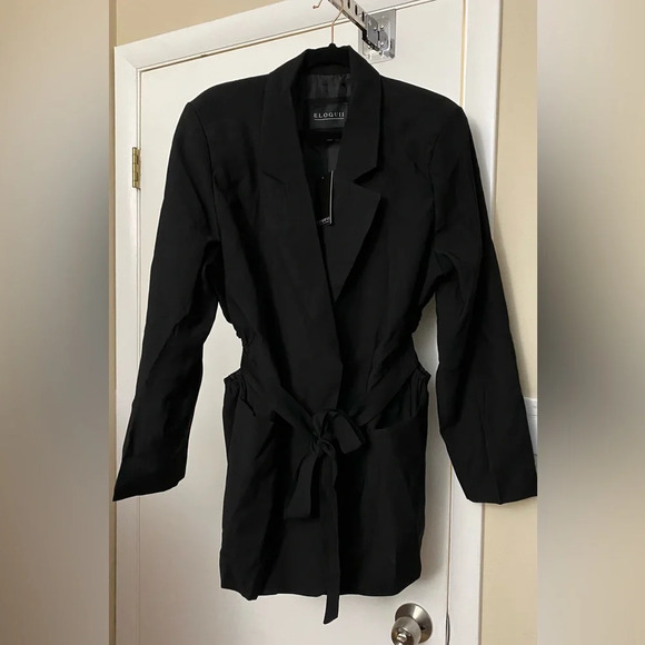 NWT ELOQUII Belted Cutout Detail Blazer Black Size 18 - Picture 6 of 12